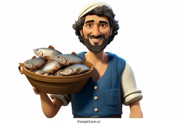 Fisherman with a Catch of Fresh Fish