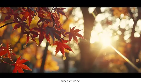 Autumn Leaves Glowing In The Sunlight