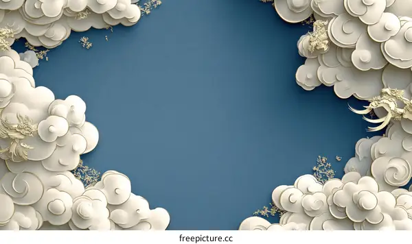 Elegant Cloud Design with Paper Cut Style