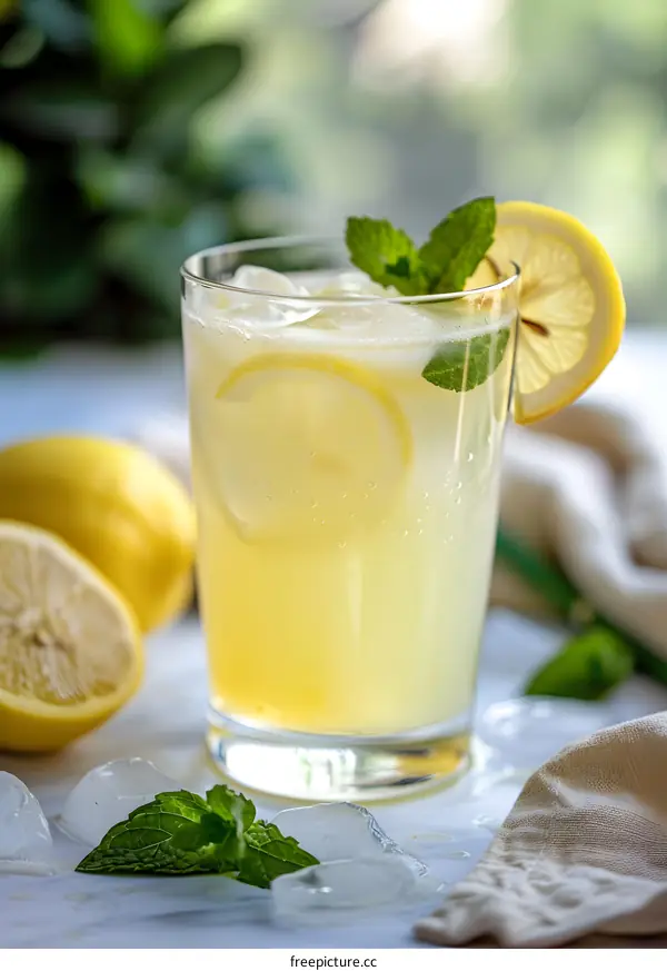 Refreshing Lemonade with Mint and Lemon Slices