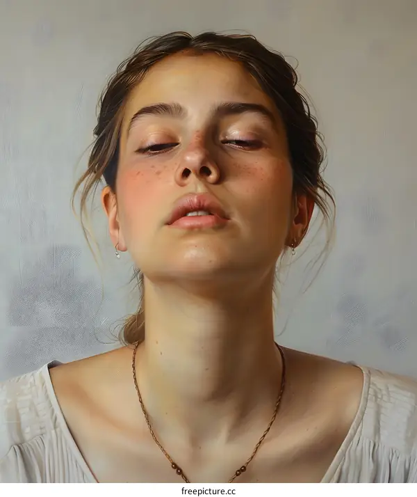 Close Up Portrait of a Woman with Closed Eyes