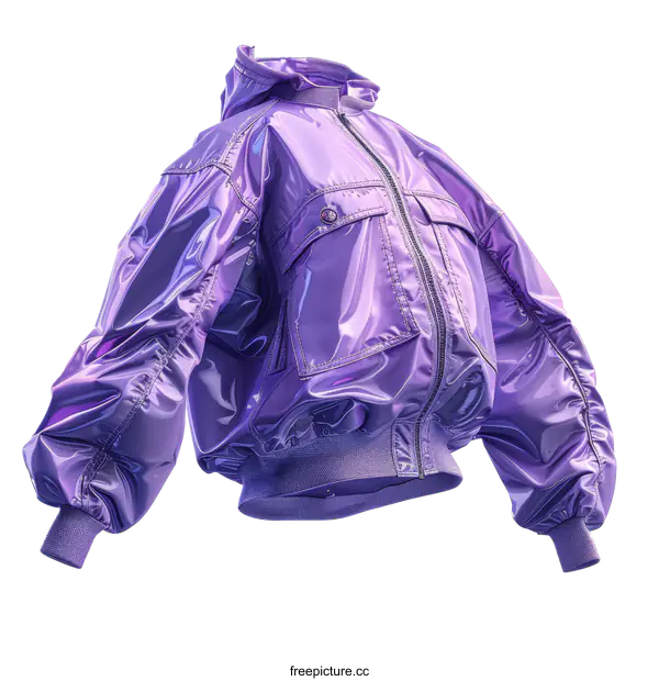 [Transparent Background PNG]Purple Shiny Bomber Jacket Isolated on White