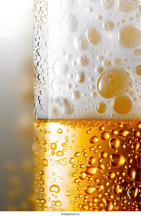 Closeup of Beer Bubbles in a Glass