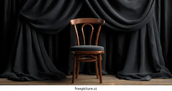 Dark Drapery with Wooden Chair