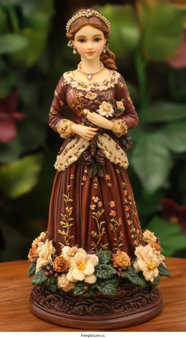 Elegant Lady Figurine in Vintage Dress