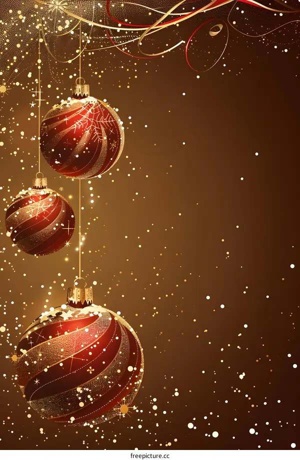 Christmas Ornament With Golden And Red Christmas Balls