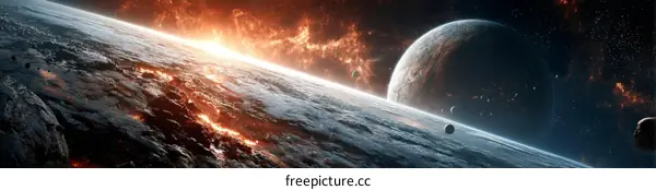 Fiery Planet Collision in Outer Space