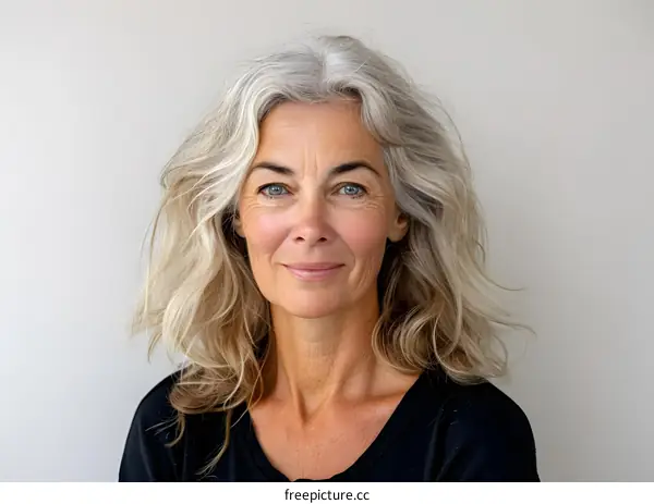 Portrait of a Middle Aged Woman with Long Blonde Hair