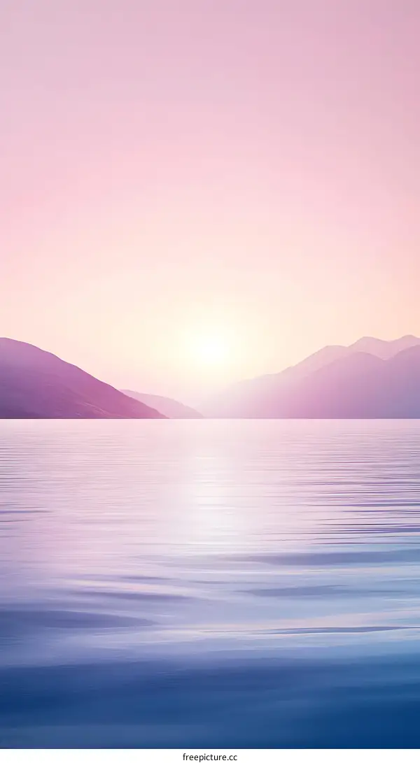 Tranquil Sunset Landscape with Mountains and Still Water