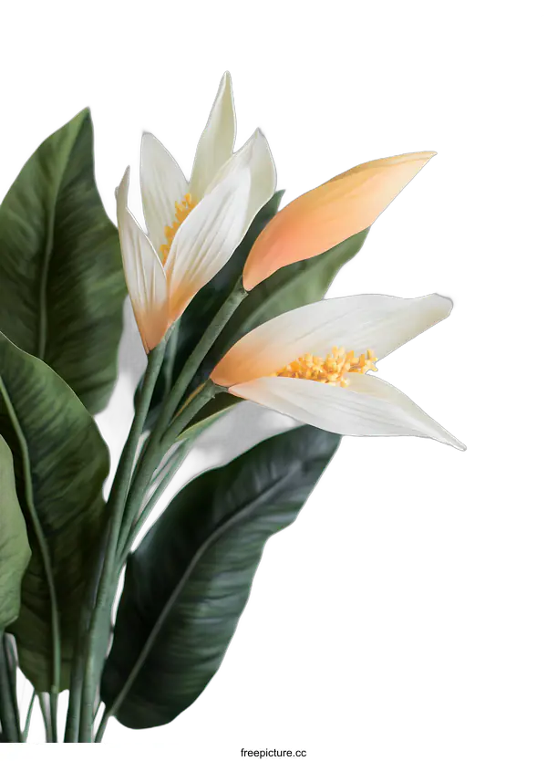 [Transparent Background PNG]White and Orange Flowers in a Vase