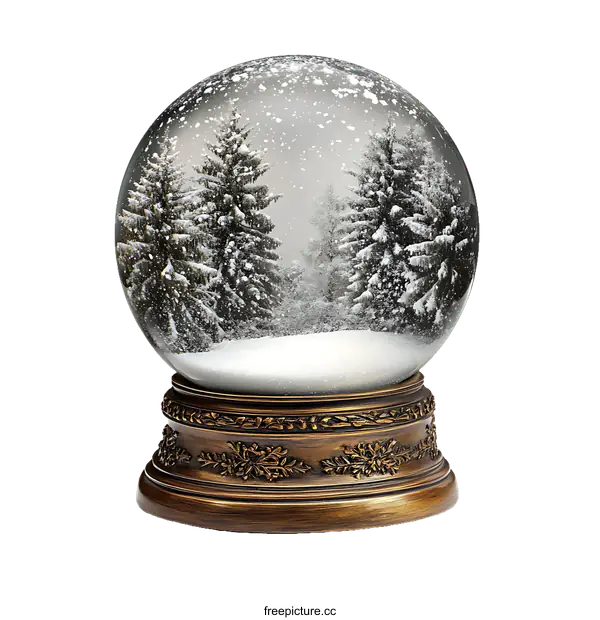 [Transparent Background PNG]Winter Snow Globe with Snowy Landscape