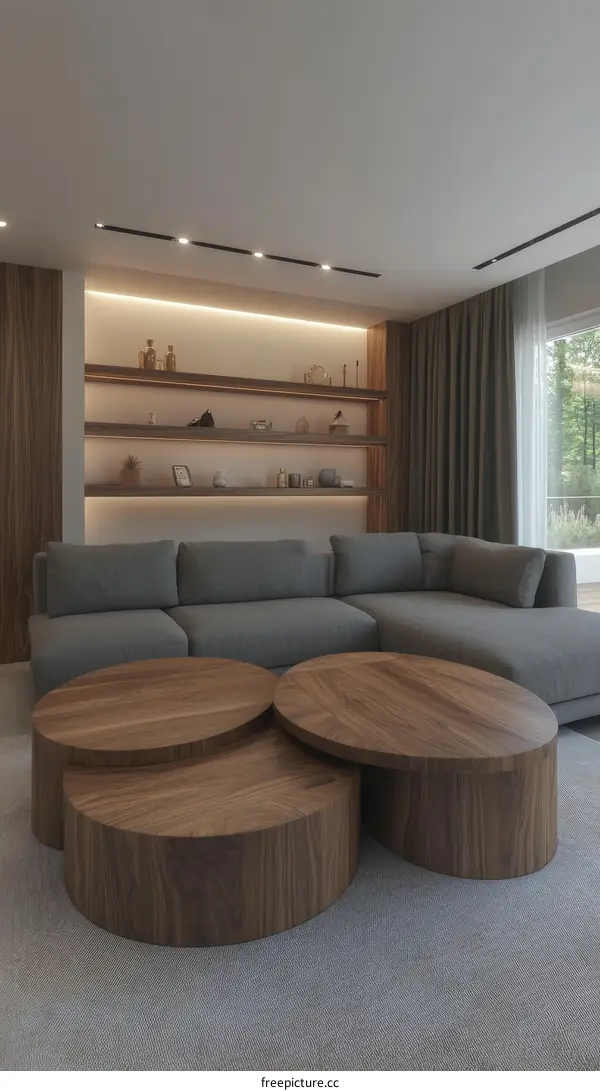 Modern Wooden Coffee Tables in a Stylish Living Room