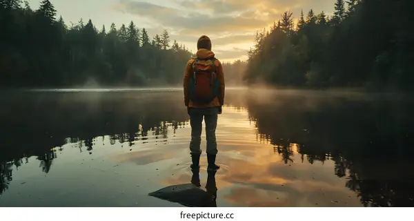 Solitude by the Forest Lake