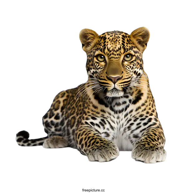 [Transparent Background PNG]Leopard Lying on White Background