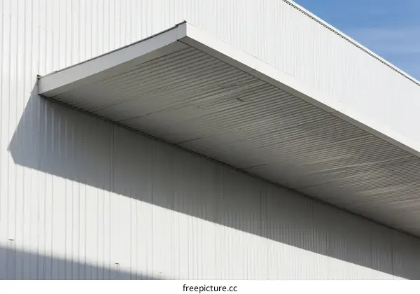 Modern Industrial Building Exterior with Metal Canopy