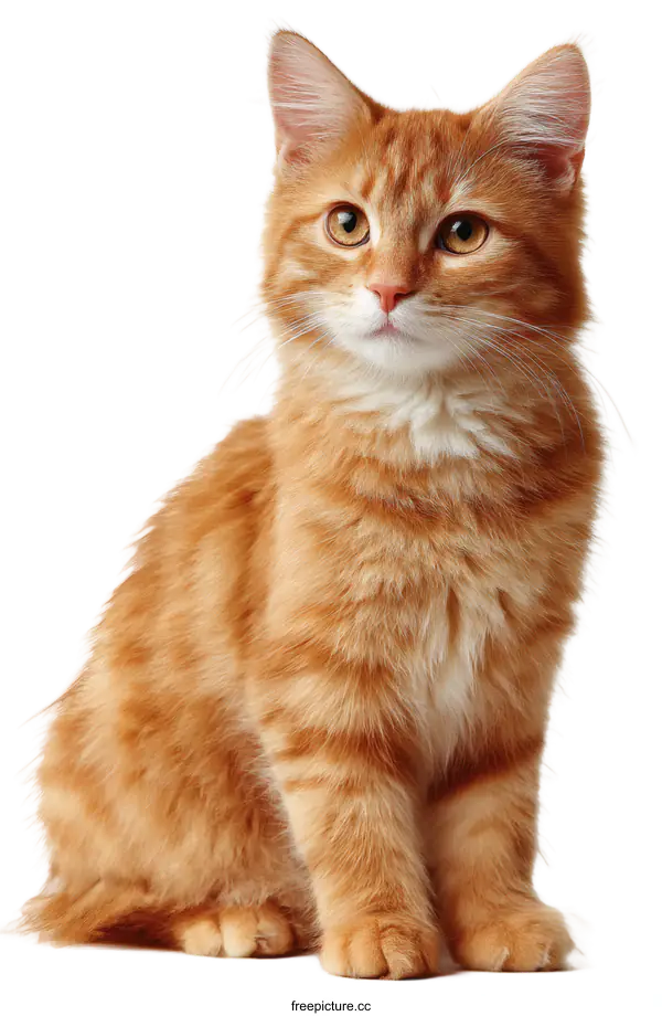 [Transparent Background PNG]Ginger Kitten Portrait on White Background