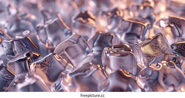 Close-up of Transparent Ice Cubes