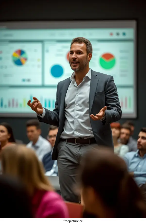 Businessman giving a presentation in a conference room