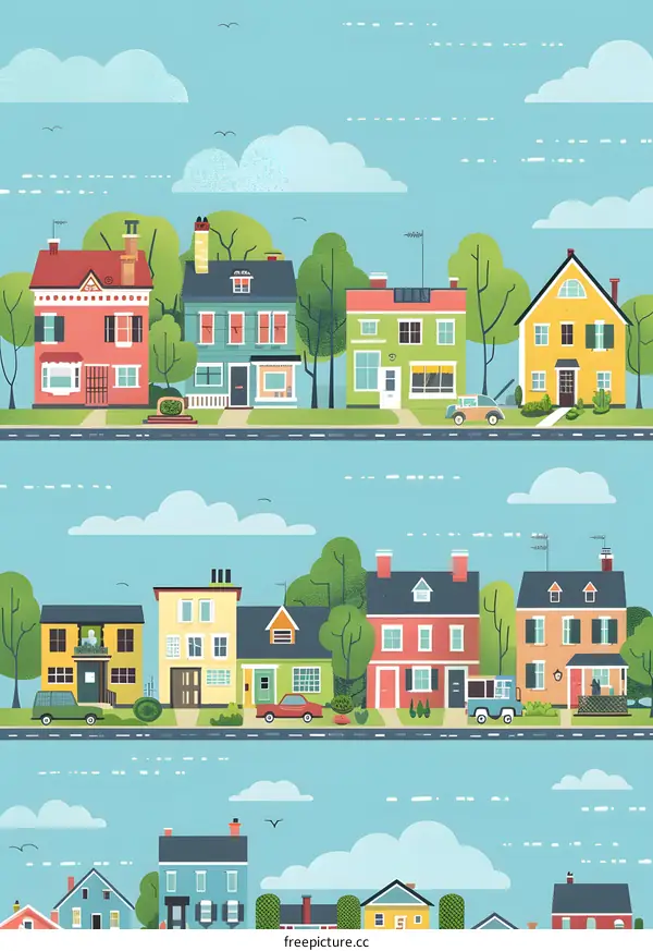 Colorful Houses on a Sunny Day