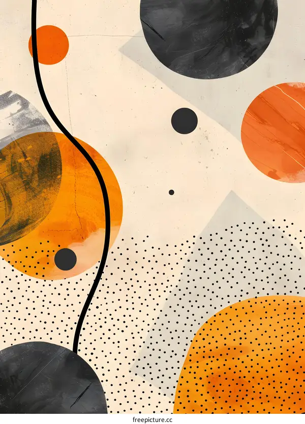 Abstract Art Background with Orange and Black Circles