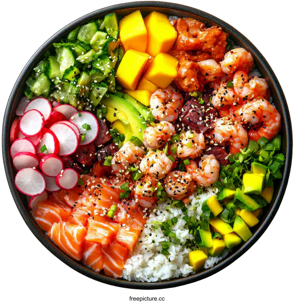 [Transparent Background PNG]Colorful and Delicious Hawaiian Poke Bowl