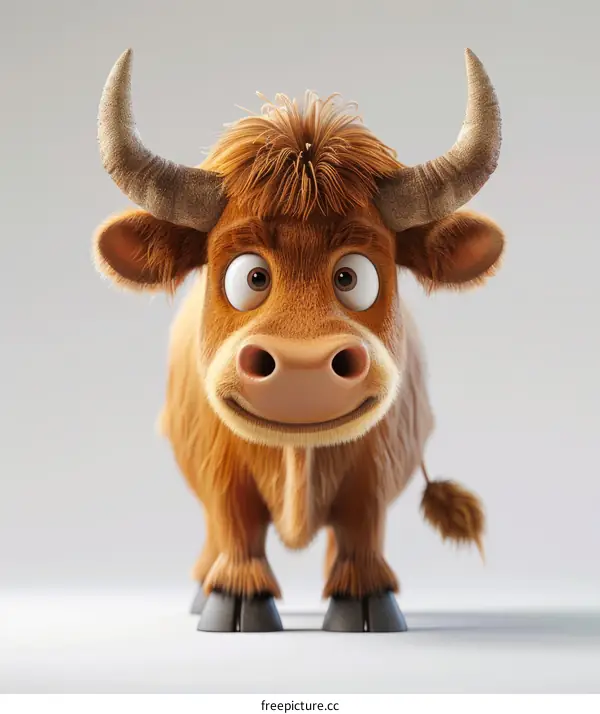 3D illustration of a happy cow