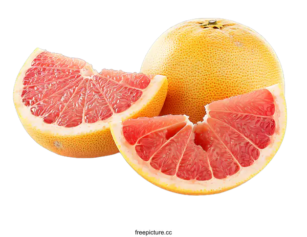 [Transparent Background PNG]Fresh Sliced Pink Grapefruit on White Background