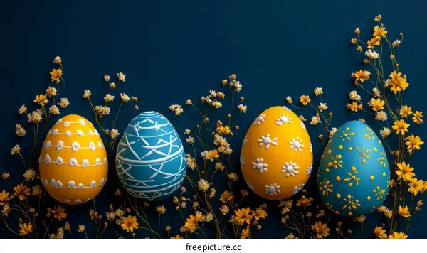 Easter Eggs Decorated with Flowers