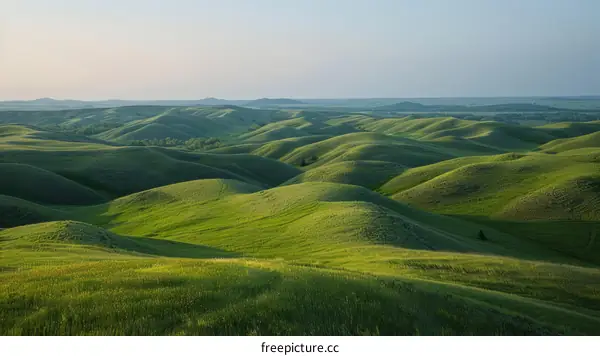 Rolling Green Hills Under the Azure Sky