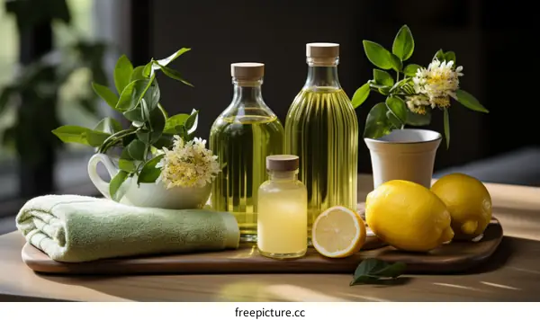 Natural Beauty with Lemons and Flowers