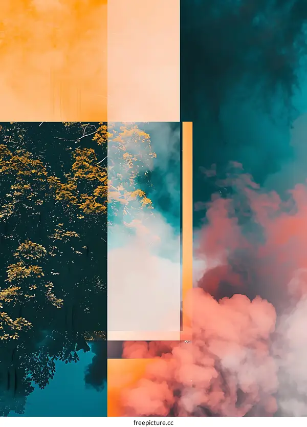 Abstract Clouds and Trees Collage