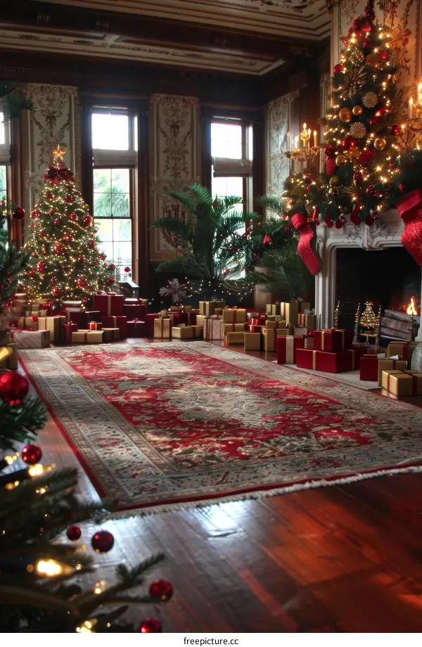 Christmas Tree by the Fireplace