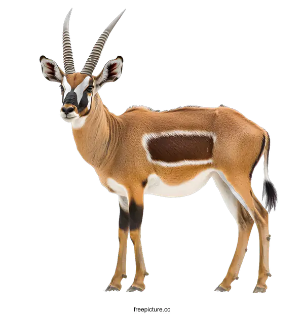 [Transparent Background PNG]Close up Portrait of a Gerenuk Antelope with White Background