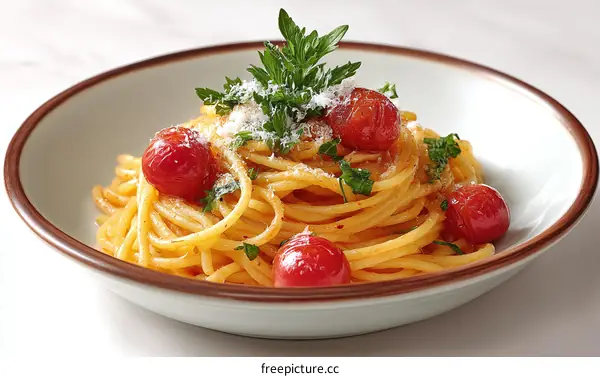 Delicious Spaghetti with Cherry Tomatoes and Parmesan Cheese