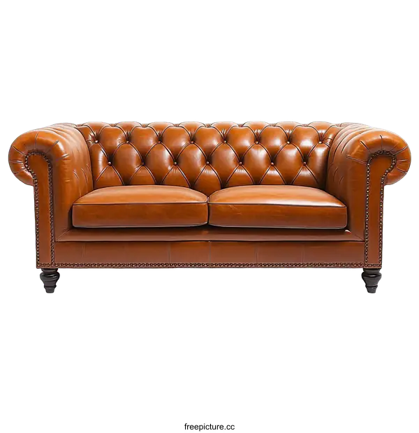 [Transparent Background PNG]Classic Chesterfield Leather Sofa