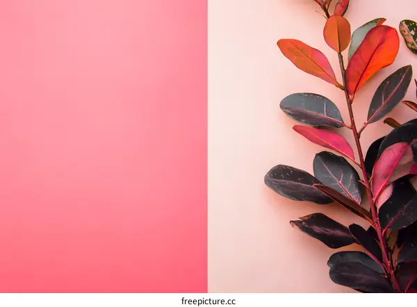 Pink and Beige Minimalist Background With Plant