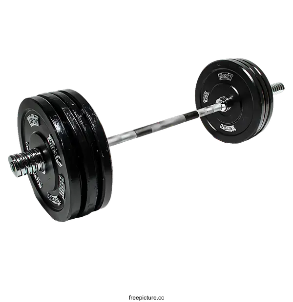 [Transparent Background PNG]Heavy Weightlifting Barbell Set on White Background