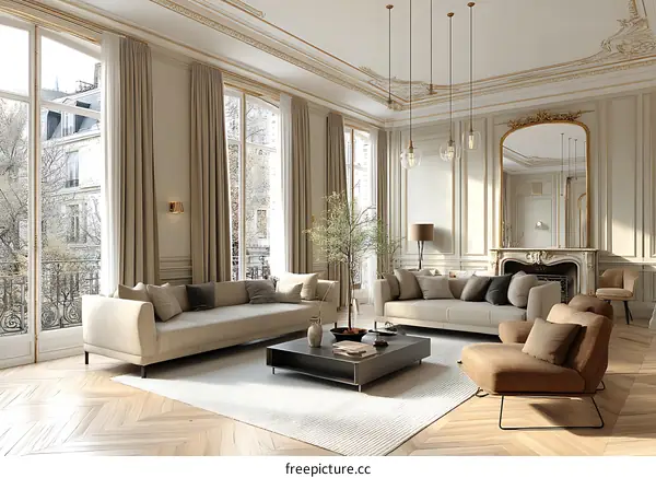 Elegant Parisian Living Room Interior Design