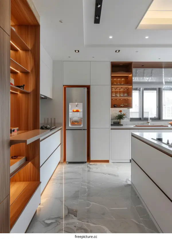 Modern White Kitchen with Open Concept Design