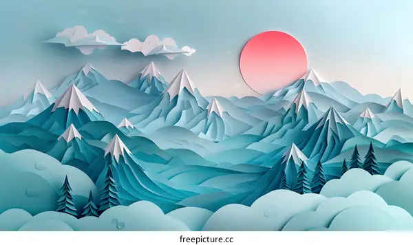 Paper Mountains Landscape Illustration