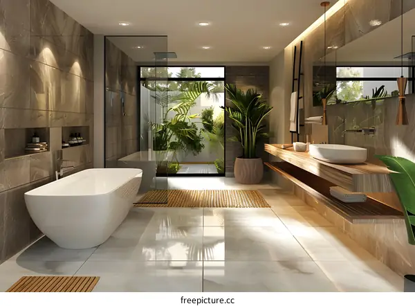 Bathroom With Palm Trees