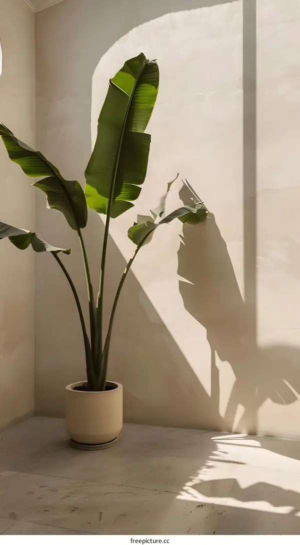 Minimalist Home Decor with Tropical Plant and Natural Light