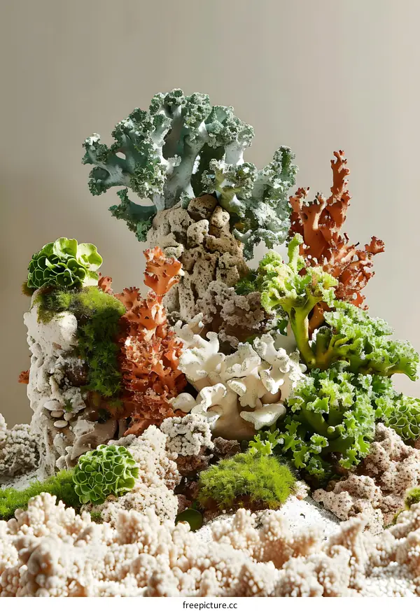 Green and Orange Coral Reef Arrangement