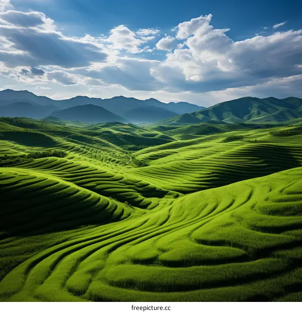 Panorama of Majestic Green Mountain Hills