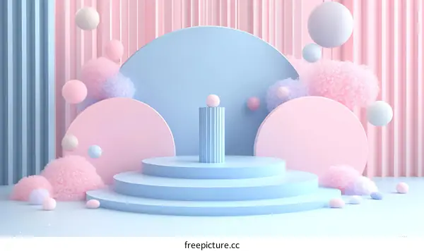 Pastel Pink and Blue Geometric Product Display