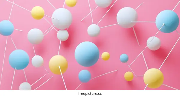 Abstract Pink Background with Colorful Balls
