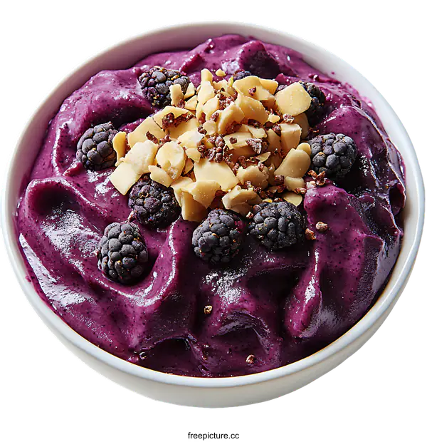 [Transparent Background PNG]Purple Berry Smoothie Bowl with Toppings