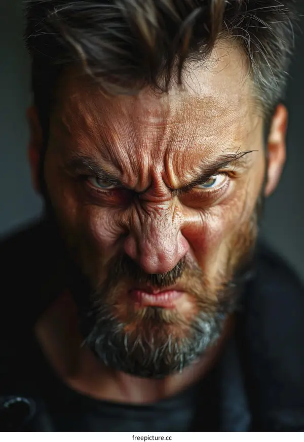 Close-up Portrait of an Angry Man