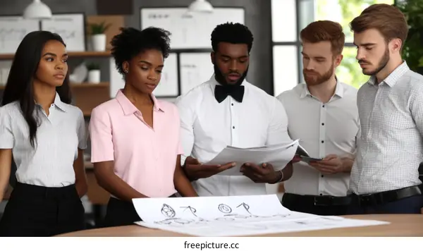 Diverse Team Discussing Project Plans in Modern Office