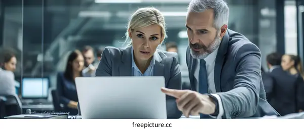 Business Professionals Collaborating on Laptop